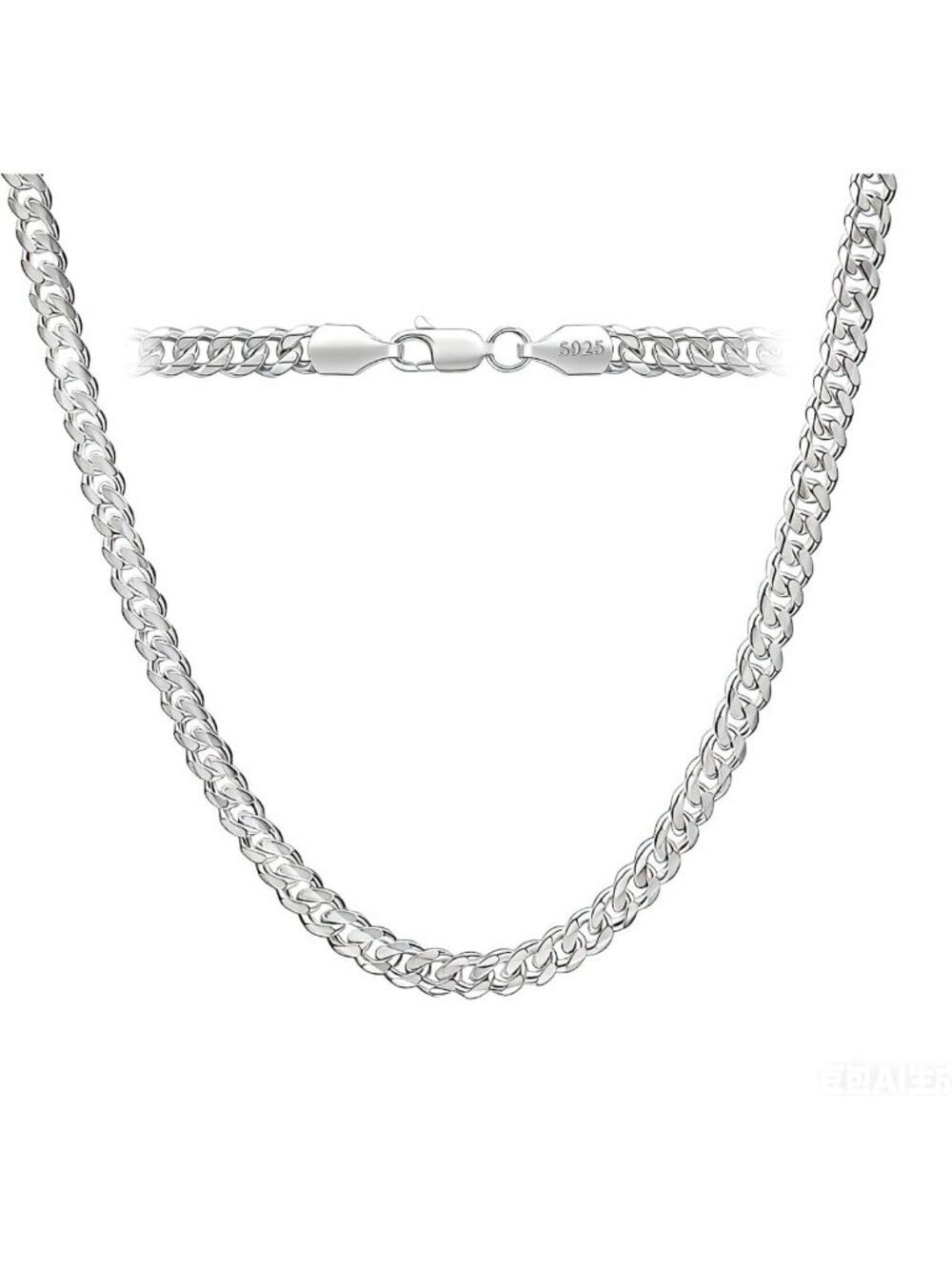 5mm Silver Cuban Link Chain Necklace for Men & Women, Adjustable 16-24 Inch